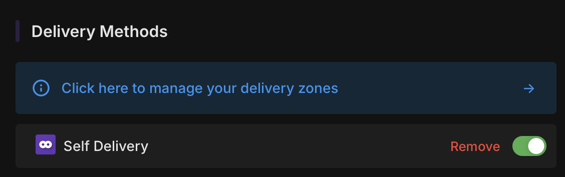 self-delivery zones